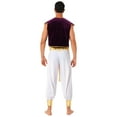 thumbnail image 5 of TiaoBug Mens Arabian Prince Costume Outfits Golden Vest and Bloomers Pants Halloween Cosplay Party Suit White XXL, 5 of 5