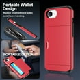 thumbnail image 3 of for iPhone 16E Case with Card Holder Shockproof Dual Layer TPU+PC Heavy Duty Protective Case Hidden Card Slot Slim Wallet Cover, 3 of 10