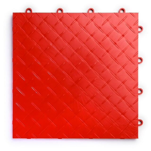 RaceDeck Design Plaque Diamant, Carreau de Sol Modulaire Durable Emboîtable pour Garage (48 Pack), Rouge