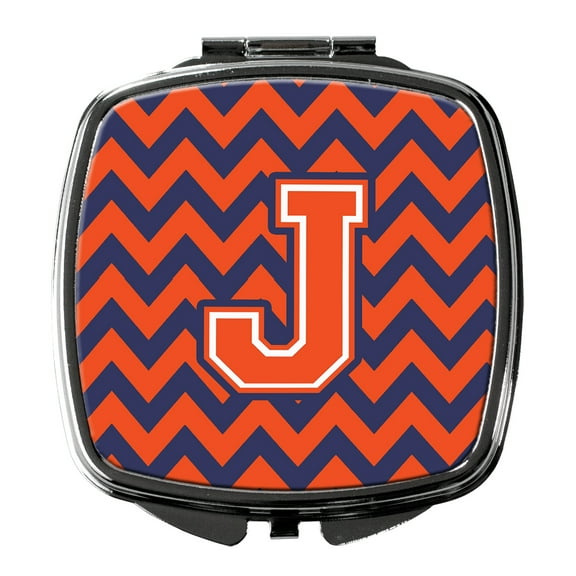 Letter J Chevron Orange and Blue Compact Mirror CJ1042-JSCM