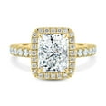 thumbnail image 2 of ESTE ORIGIN 4Ct Radiant Moissanite Halo Engagement Ring with Pavé Band in 18K Yellow Gold for Women, 2 of 8