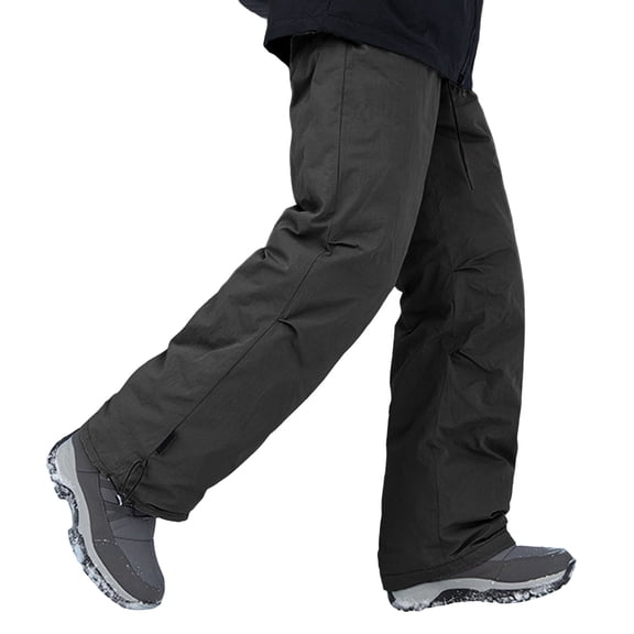 Likimi Mens Ski Pants Waterproof Thickened Soft Warm Thermal Drawstring Elastic Waist Solid Color Fashion Outdoor Long Trousers With Pocket Size L Black