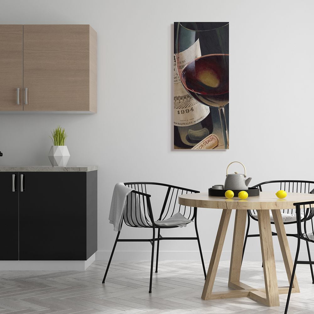 Stupell Industries Bordeaux Wine Glass Red Bottle Hyper Realistic Painting Canvas Wall Art by Stefano Ferreri