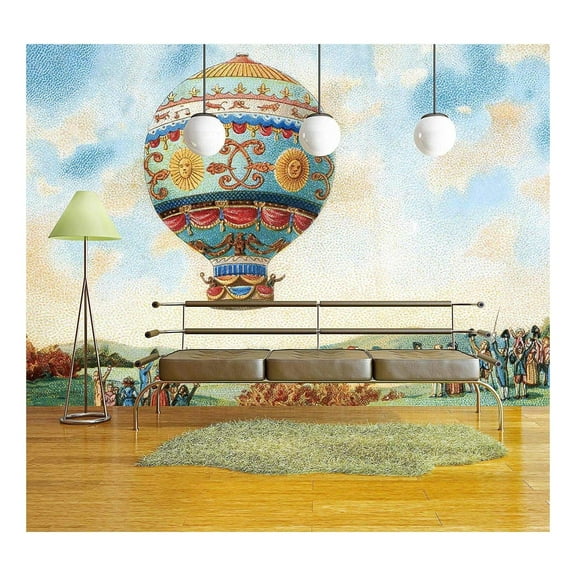 wall26 - Illustration - Hot Air Balloon Illustration - Removable Wall Mural | Self-Adhesive Large Wallpaper - 100x144 inches