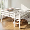 thumbnail image 3 of Tcbosik Full Size Low Loft Bed, Wood Bed Frame with Guardrail and Ladder, No Box Spring Needed, White, 3 of 9