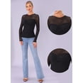 thumbnail image 2 of DARING DIVA Women's Mesh Long Sleeve See Through Sheer Top XS Black, 2 of 6