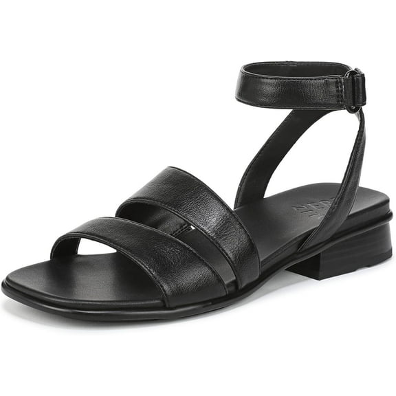 Naturalizer Women's Effie Square Toe Block Heel Flat Sandal Black 11W