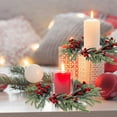 thumbnail image 4 of HomeDM Christmas Candle Rings Wreath Artificial Pine Needles Garland Red Berry Wreaths Candle Ring Holder for Kitchen Cabine Table Centerpieces Hanging Garlands Windows Wedding Decor, 4 of 6