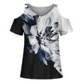 thumbnail image 3 of Patlollav Plus Size Women V-Neck T-Shirt Loose and Comfortable Casual Off Shoulder Blouses, 3 of 6