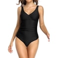 thumbnail image 1 of Traje de Baño de Una Pieza para Mujer Cuello en V Control de la Barriga Bañador Black-P XL Black-P XL Xishao ropa, 1 of 1