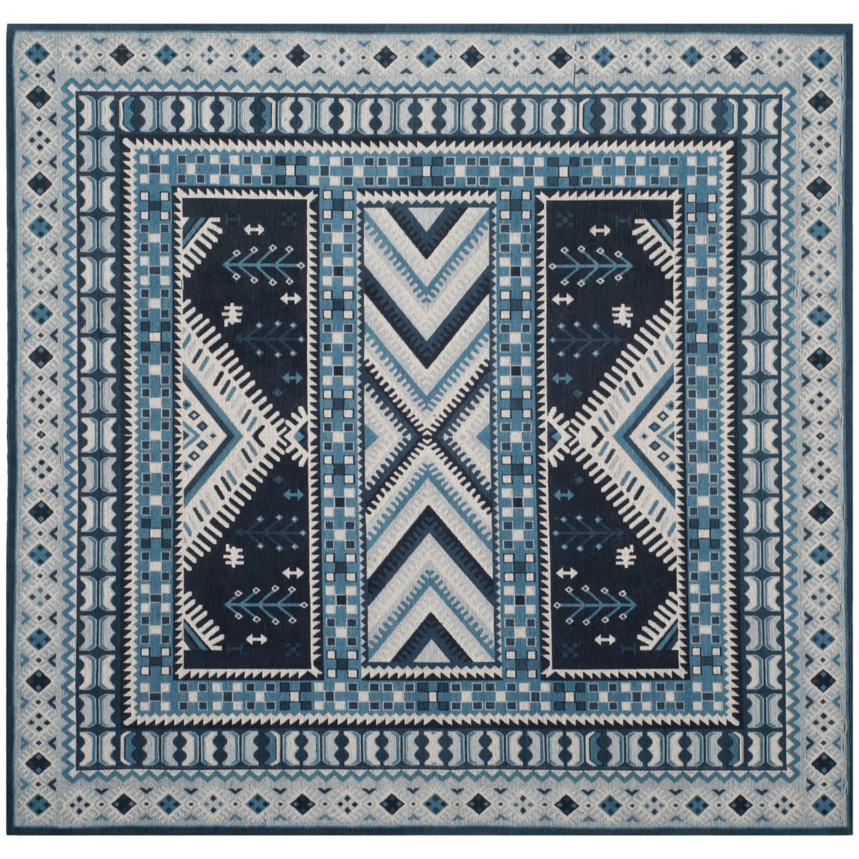 SAFAVIEH Classic Vintage Clarette Chevron Bordered Area Rug, Navy/Light Blue, 4' x 6'