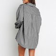 thumbnail image 7 of Summer Shorts Sets Temperament Casual Long Sleeve Striped Button Down Shirts Lace Up Shorts Set Summer Outfits For Women Black L, 7 of 7