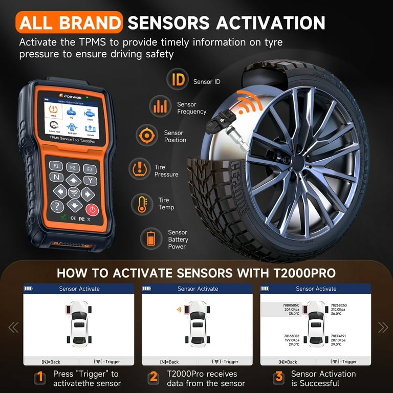 FOXWELL T2000 Pro TPMS Relearn Tool Automotive TPMS Sensors