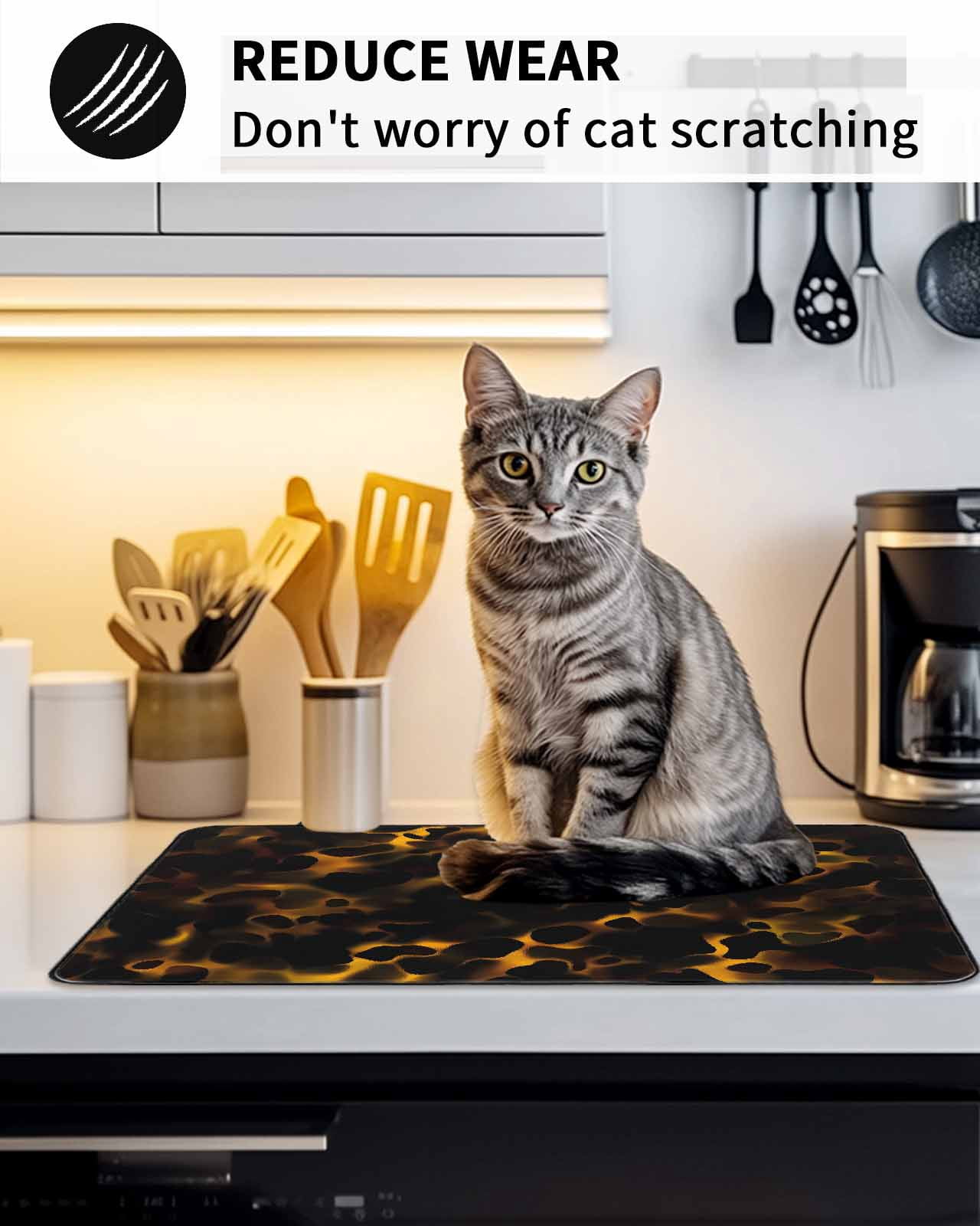 Stove Top Covers for Electric Stove, Black Yellow Orange Glass Stovetop Cover Protector, Minimalist Abstract Art Induction Cooktop Protector Oven Mat for Kitchen Countertop 24"x21"