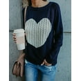 thumbnail image 2 of Women Sweaters Crew Neck Heart Front Long Sleeve Knitted Sweaters Winter Sweaters Alsol Lamesa, 2 of 4