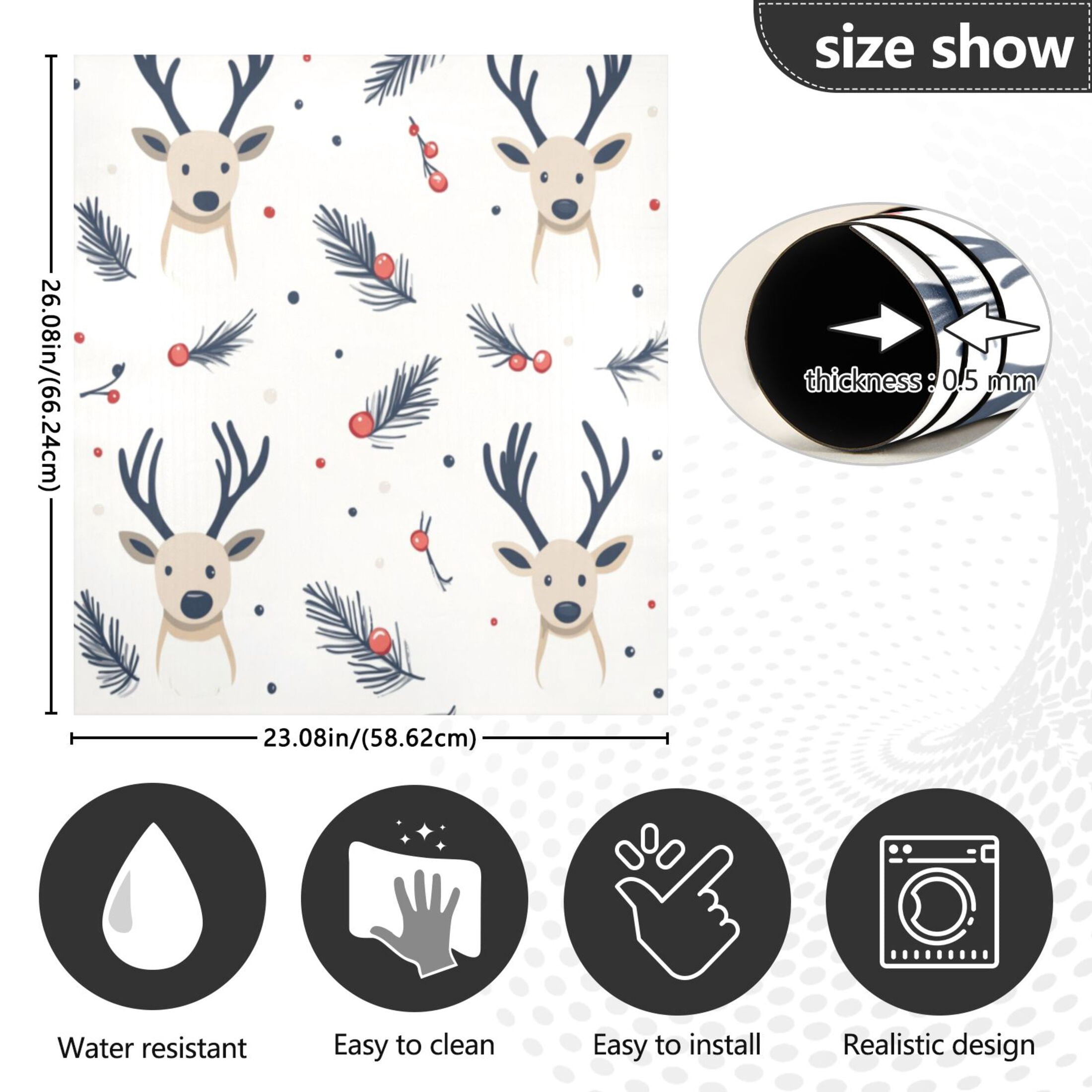 Dishwasher Magnetic Sticker 23x26 Inch Refrigerator Magnetic Sticker Washing Machine Magnetic Sticker Kitchen Panel Magnetic Sticker Home Decor Christmas Deer Seamless