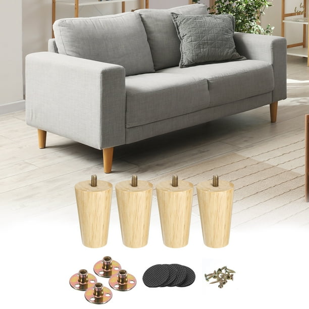 Paquete de 4 patas de muebles, patas redondas de madera de 3 pulgadas para sofá, pies de silla de repuesto