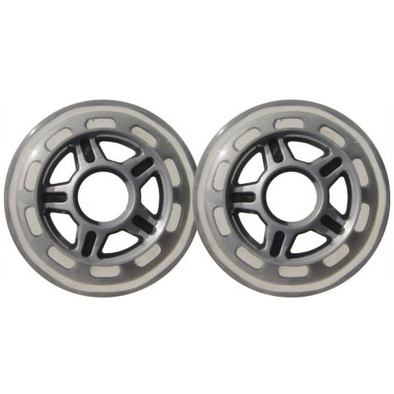 Clear / Silver Inline Skate Wheels 80mm 78a 2-Pack 5-SPOKE HUB