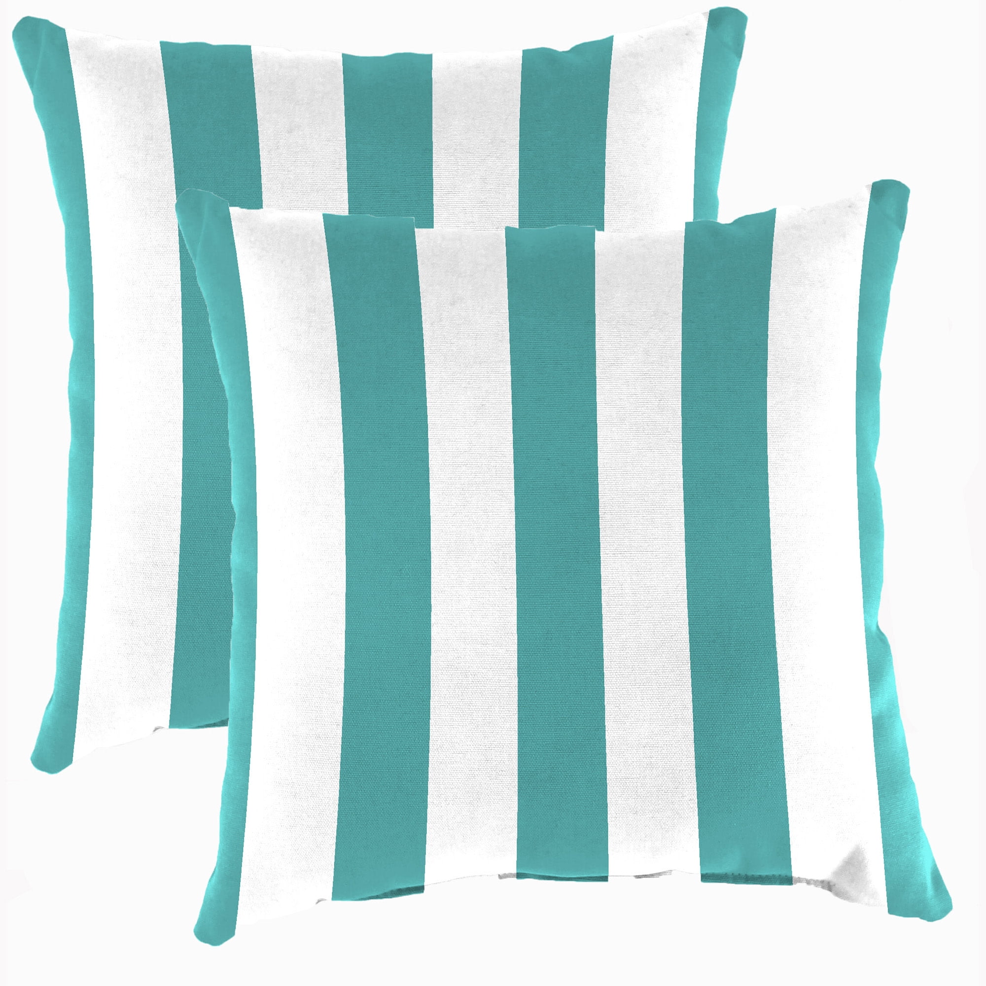 Jordan Manufacturing 17" x 17" Arch Teal Stripe Square Outdoor Throw Pillow (4 Pack)