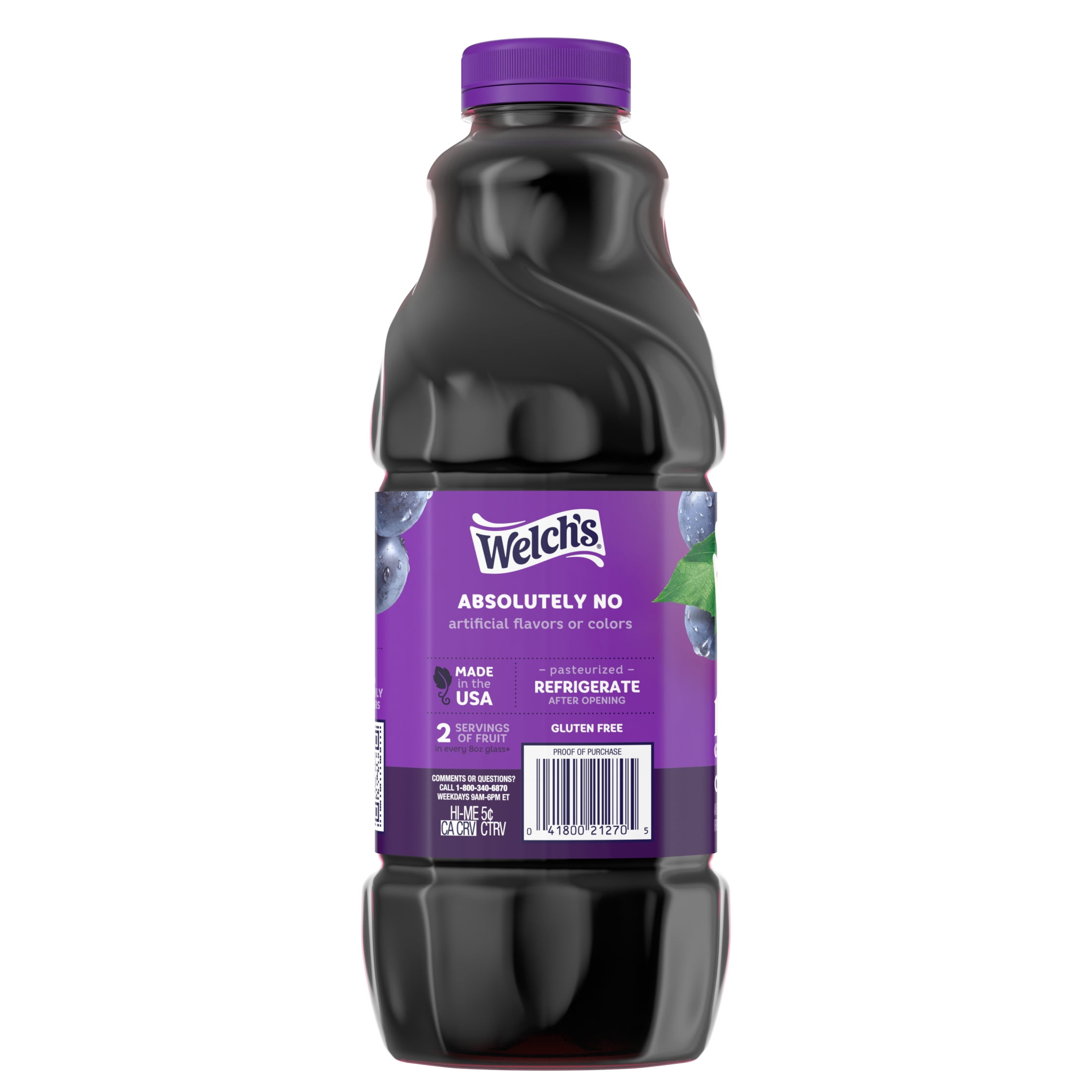 Welch's 100% Grape Juice with Fiber, Concord Grape, 64 fl oz Bottle