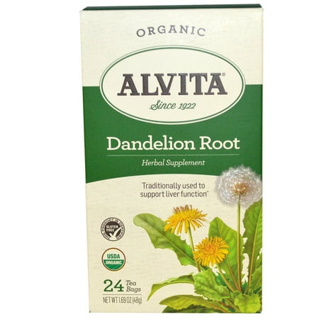 - Alvita Teas, Dandelion Root, Organic, Caffeine Free, 24 Tea Bags, 1.69 oz(pack of 3)
