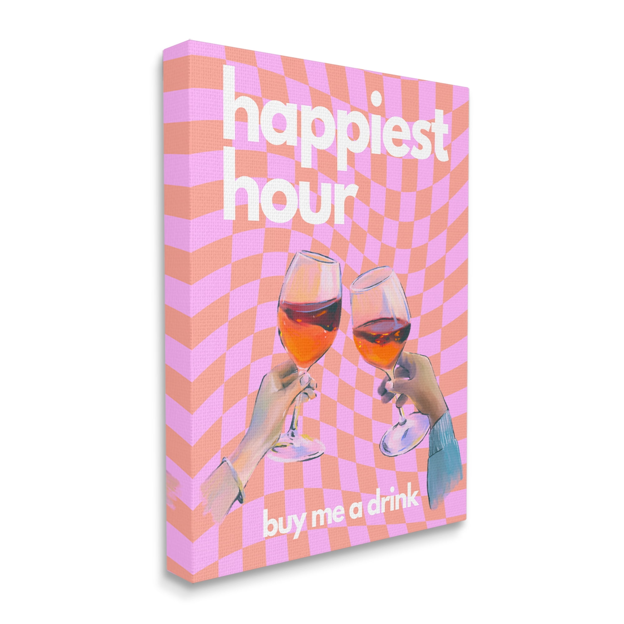 Stupell Industries Groovy Happiest Hour Food & Beverage Painting Gallery Wrapped Canvas Art Print Wall Art, 24 x 30