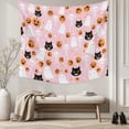 thumbnail image 5 of Halloween Pink Tapestry for Bedroom Wall Hanging Tapestry, Black White Ghost Orange Skull Pumpkin Ceiling Backdrop Tapestries Poster Blanket Wall Decor for Teens Room Living Room Dorm 51" x 59", 5 of 8