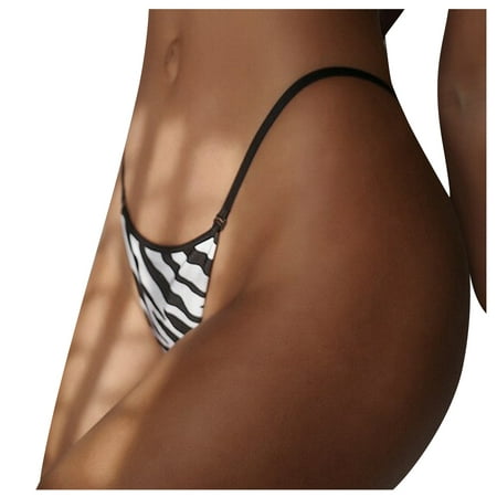 

OVTICZA T-Back G-String Thongs for Women Print No Show Panties Underwear Sexy Stretch Tangas Zebra L
