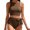 Brown, variant on Side Bow Tie Bikini Sets for Women Tummy Control Fully Coverage 2 Piece Swimsuits Solid Color Beachwear White