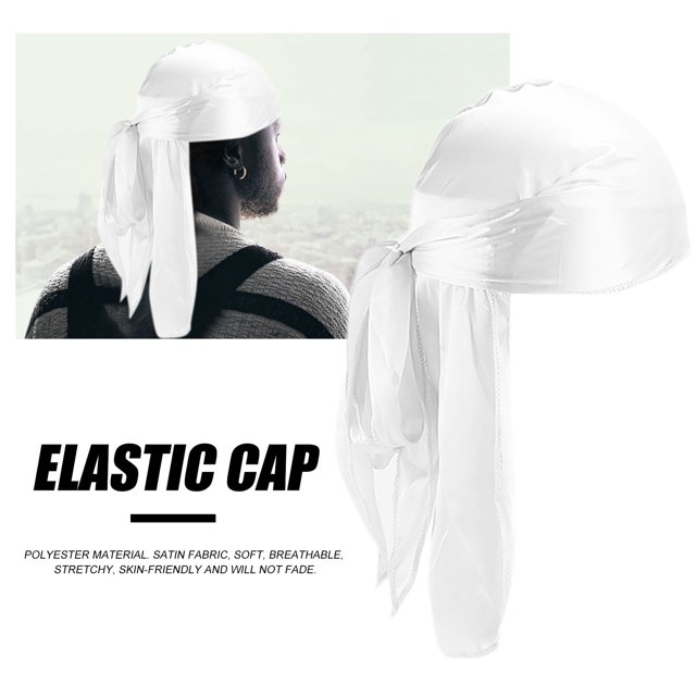 Silky Durag para Hombres Mujeres Satin Soft Headwrap Long Tail Hip-Hop (Blanco) Tmvgtek Para estrenar