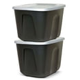 thumbnail image 1 of Homz 6610BKTS.10 10 Gal Molded Plastic Storage Bin with Secure Lid (2 Pack), 1 of 12