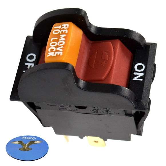 HQRP On-Off Toggle Switch for Dewalt, Rockwell, Hitachi, Reliant, Performax, Dayton, Jet, Craftsman OR90037 OR9OO37 0R90037 Power Tools Planer Band Saw Drill Press Table Saw Grinder Sander + Coaster