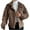 Brown, variant on IROINNID Women's Leisure Short Jacket Peak Lapel Solid Color Bomber Jacket Long Sleeve Outwear, Beige