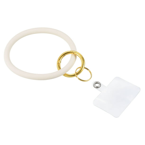 Anillo de Llave de Silicona Uxcell, Pulsera de Llave, Llaveros de Círculo, Blanco Crema