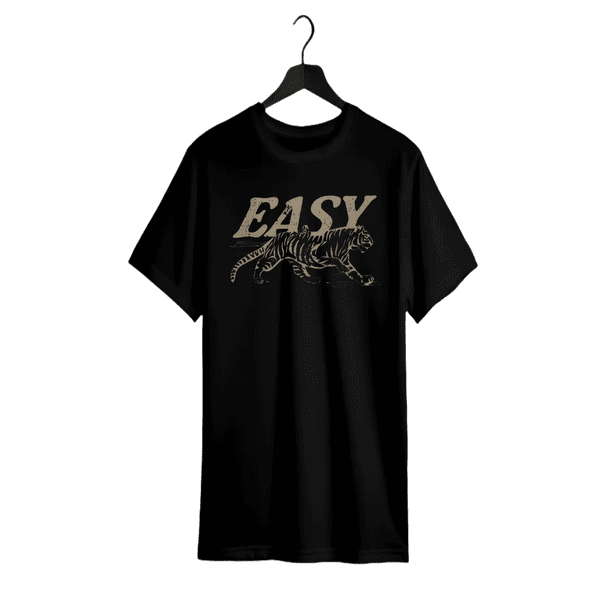 Camiseta Comfort Colors Easy Tiger: cuello redondo informal, manga larga, diseño gráfico, disponible en varios colores, ideal para hombres y mujeres.