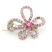 DoubleAccent Hair Jewelry "Picasso" Simulated crystal Flower Barrette, Pink