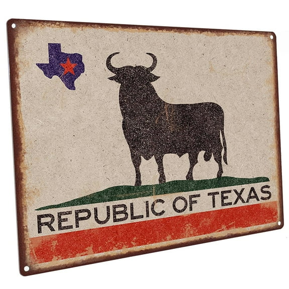 Republic of Texas Flag 9"x12" Metal Sign, Wall Decor for Kitchen and Dinning Room