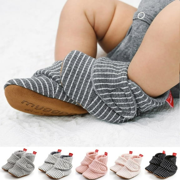 Juebong Infant Baby Cozy Booties Newborn Boy Girl Stay On Slipper Fall Winter Gripper Non-Slip Crib Shoes Watermelon Red,11
