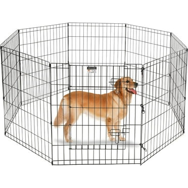 GODOHOME 30″Foldable Metal Playpen Eight Piece Fence Dog Cage, Black