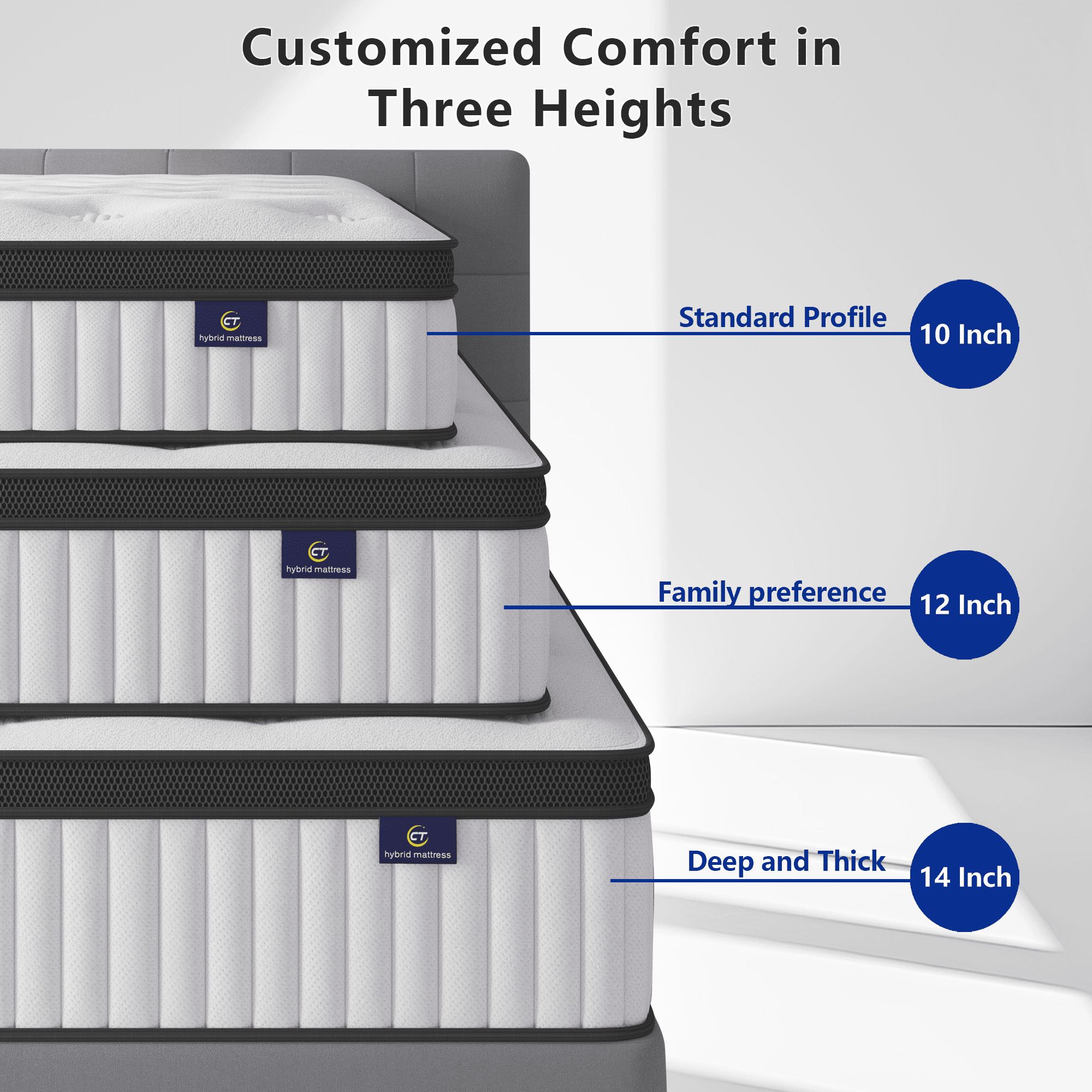 Madevos Full Mattress in a Box, 12 inch Memory Foam individual Pocket Spring Hybrid Mattress - Medium Firm Support with Soft & Breathable
