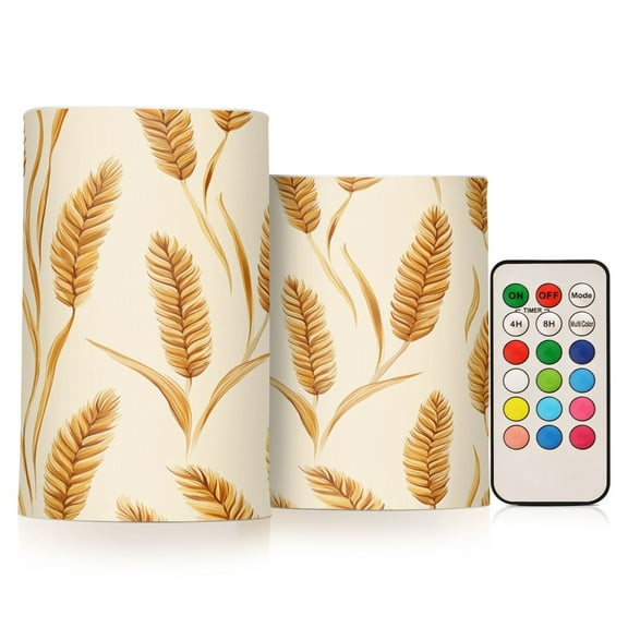 Yayeee Flameless Candles with Remote Flickering Battery Operated Multi Color Changing, Wheat Ears Pattern