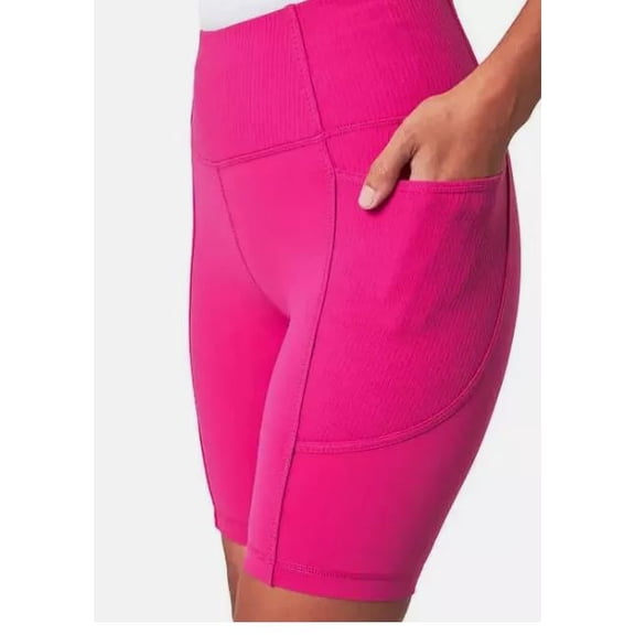Mondetta Womens Active Midweight Ribbed Bike Short (US, Alpha, Large, Regular, Regular, Hot Pink)
