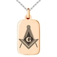 thumbnail image 4 of Stainless Steel Freemasons Masonic Royal Compass Engraved Small Rectangle Dog Tag Charm Pendant Necklace, 4 of 4