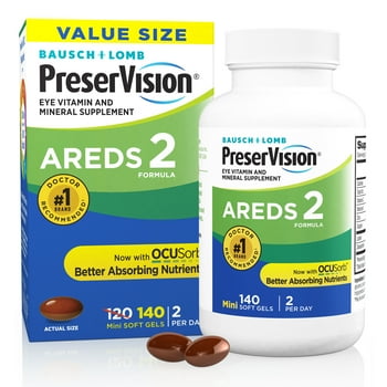 PreserVision AREDS 2 Formula + Multi, Eye  and Mineral Supplement with Lutein & ZeaxanthinFrom Bausch + Lomb, 140 Soft Gels (MiniGels)