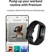 Charge 6 Fitness Tracker with Google apps, Heart Rate on Exercise Equipment, 6-Months Premium Membership Included, GPS, Health Tools and More, Obsidian/Black, One Size (S & L Bands Included)
