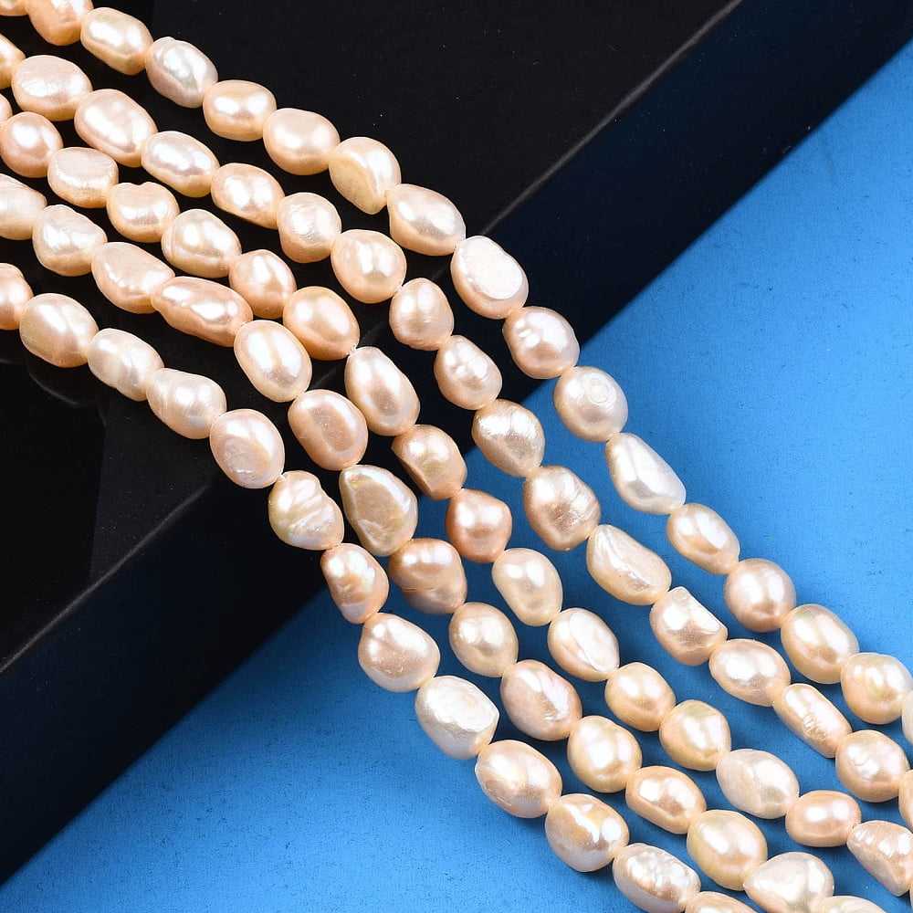 2strands Natural Cultured Freshwater Pearl Beads Strands Two Sides Polished Wheat 6~9x5~6x5~6mm Hole 0.6mm about 49~50pcs/strand 14.17 inch~14.57 inch