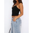 thumbnail image 4 of Faithtur Women Cami Tops Summer Slim Fit Spaghetti Strap Ribbed Crop Tops Low Cut Sleeveless Backless Bustier, 4 of 7