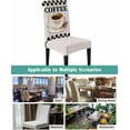thumbnail image 6 of Dining Room Chair Covers Set of 6, Retro Coffee Teacup Wood Grain Stretch Kitchen Chair Cover, Text on Black White Plaid Removable Washable Chair Slipcovers for Hotel,Home,Party,Banquet, 6 of 6