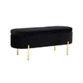 thumbnail image 6 of Velvet Storage Bench for Bedroom Upholstered End of Bed Bench Oval 45.5"W Modern Ottoman with Gold Legs for Living Room/Window/Entryway, 6 of 8