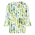 thumbnail image 4 of Pompotops T-shirt Décontracté Imprimé à Manches Trois-Quarts Col en V Manches Évasées pour Femmes Liquidation, 4 of 5
